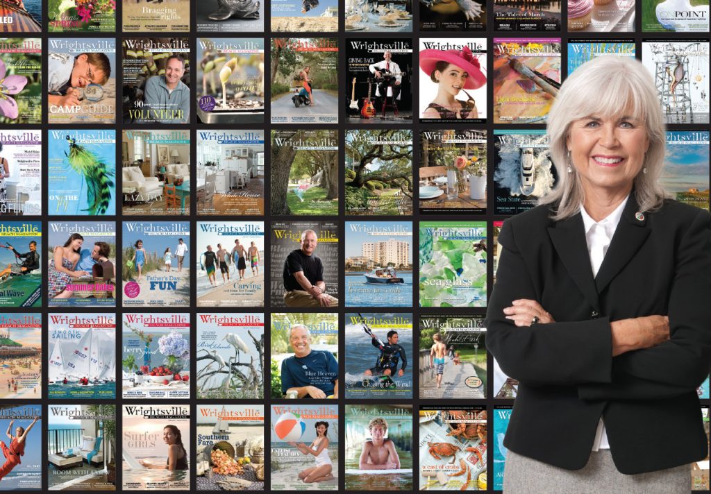 We revisited our covers from years past to create this photo illustration
of publisher Pat Bradford, originally printed in WBM’s December
2017 anniversary issue.  WBM File photo.