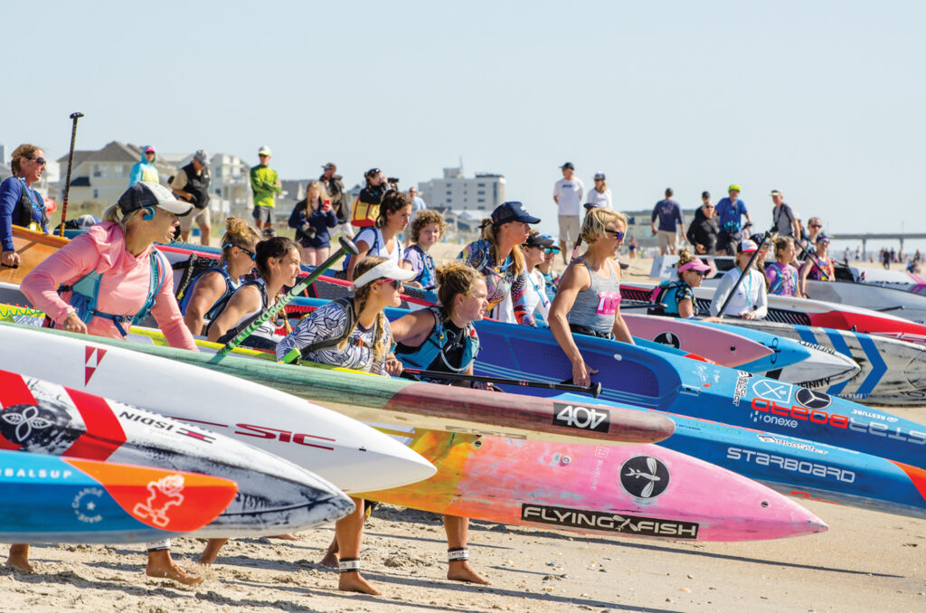 Competitors line up oceanside for the start of the Carolina Cup’s Graveyard race in 2019.
Photo by Laura Glantz