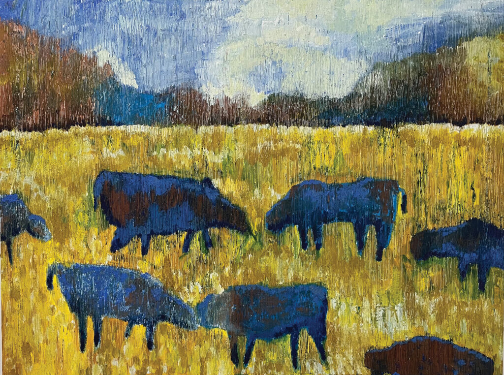 Untitled acrylic on canvas work from the Farm Cow series, 30 x 40 inches.

