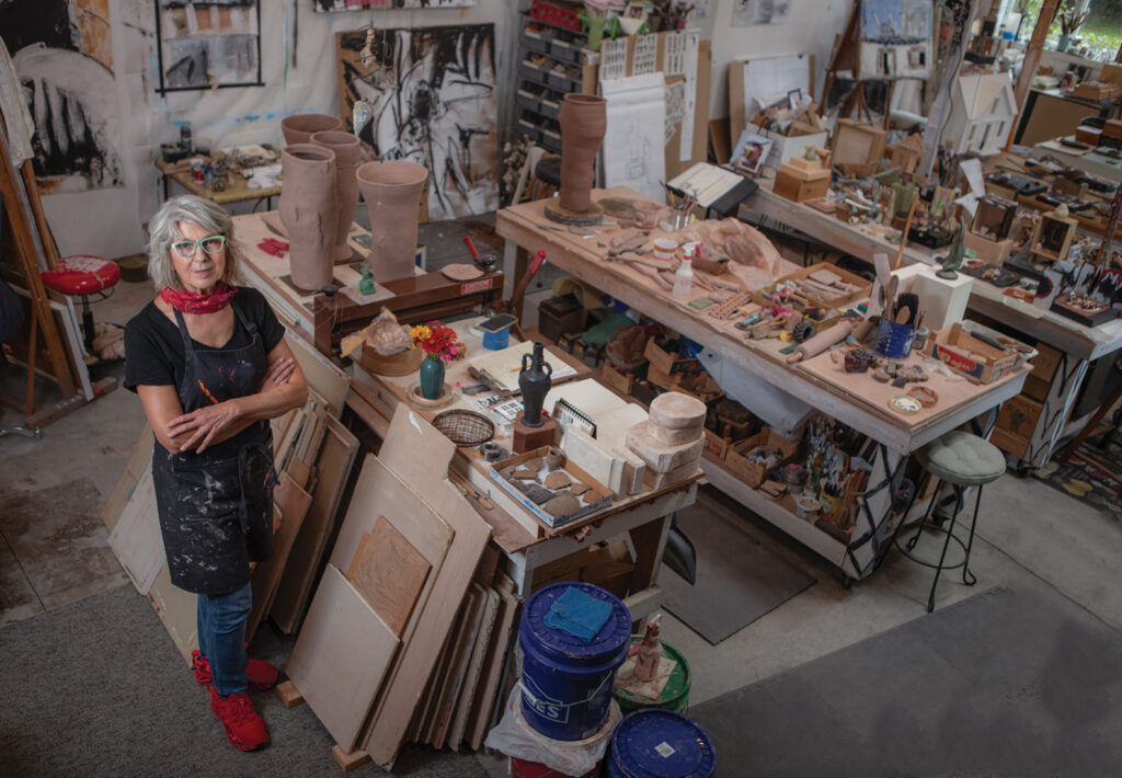 Artist Gayle Tustin in her studio, July 2023. Steve McMillan