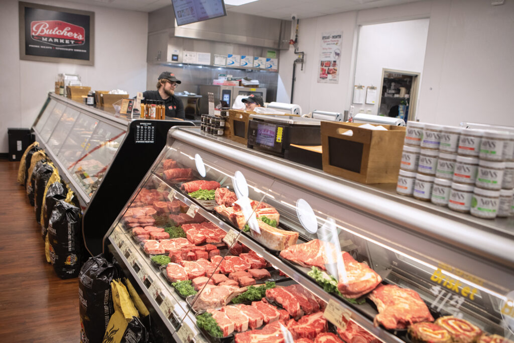 The 55-foot-long meat counter at The Butcher’s Market at Oleander Pointe, Wilmington opened March 2022. Steve McMillan