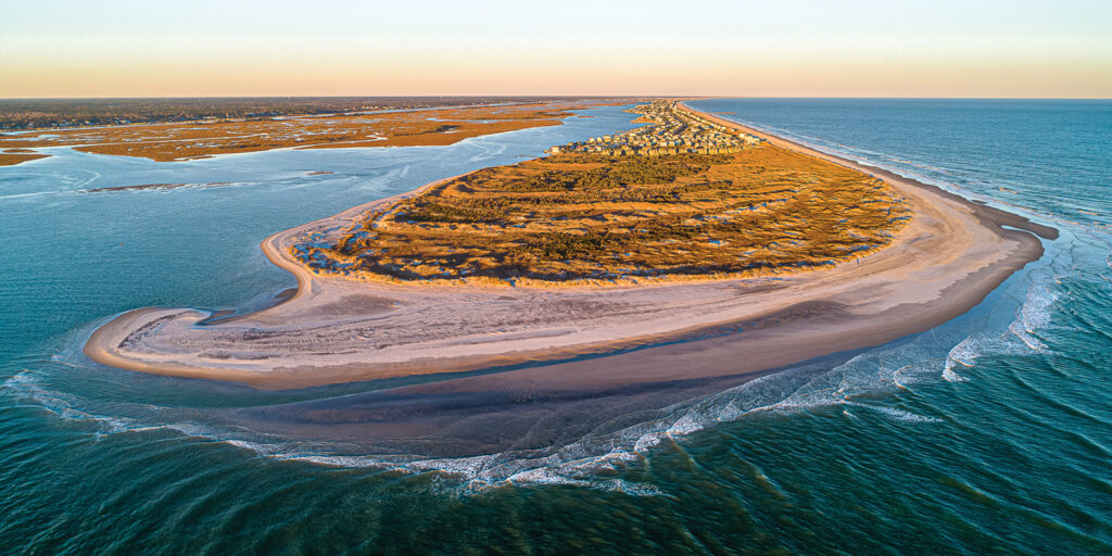The peninsula is a refuge for loggerhead turtles and Wilson’s plovers as well as a host of other mammals, reptiles, and birds. On North Carolina beaches, 1,723 turtles laid eggs in 2023. Of those Kure Beach had 16 loggerhead nests, and one green turtle nest. Masonboro Island saw 46 loggerhead nests. Wrightsville Beach saw 13 loggerhead nests, one in May, three in June, seven in July and two nests in August. Topsail Island on the other hand, had a total of 108 nests, four were green turtles the remainder loggerhead. Six nests were in May, 43 were laid in June and 51 laid in July, with seven additional in August (and there was one early with no record of date). Wilton Wescott/Courtesy North Carolina Coastal Land Trust